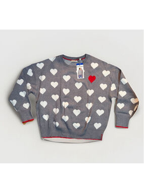 Scotch & Soda Grey Heart Pattern Oversized Knit Sweater - Size Large BNWT ✨